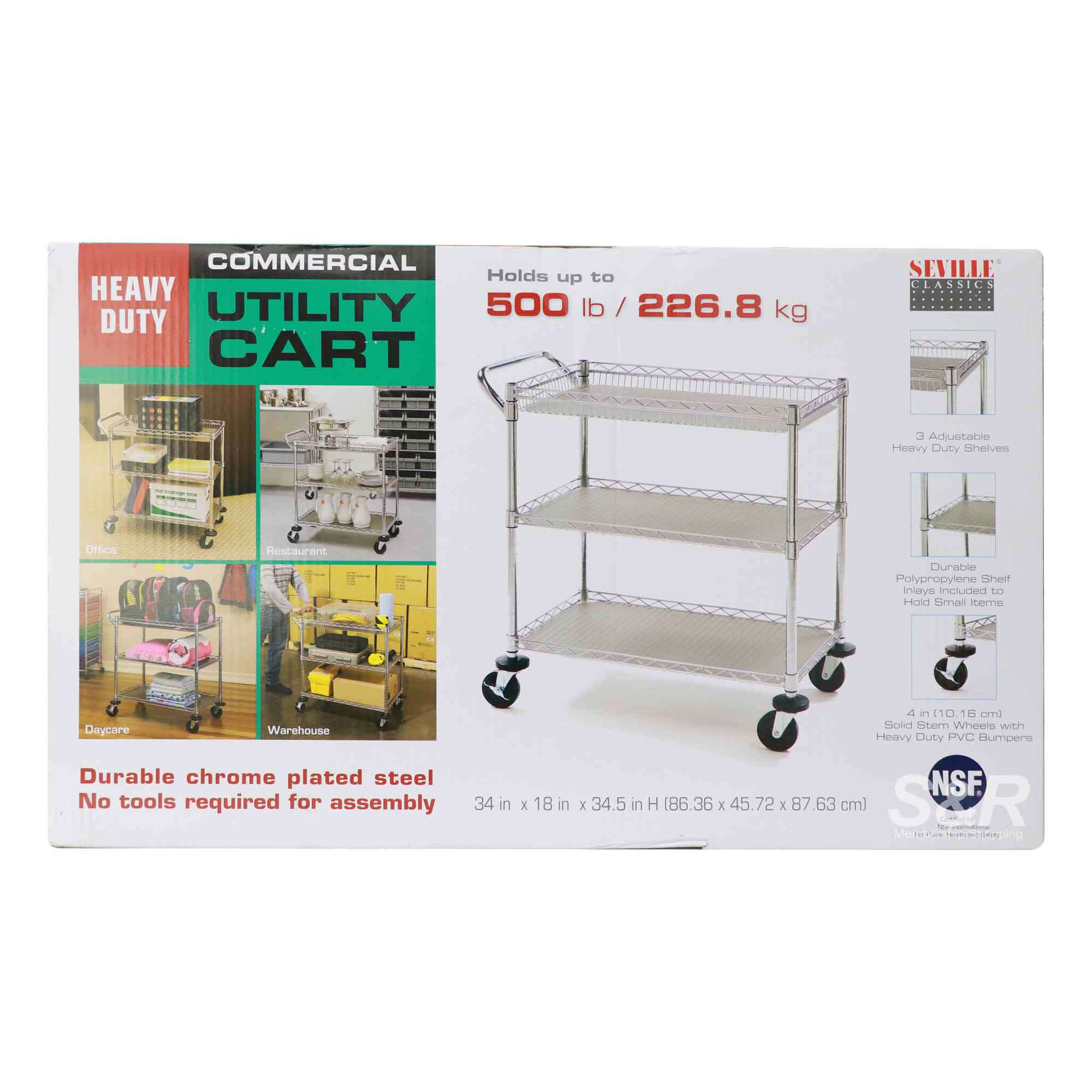 Seville Classics Heavy Duty Commercial Utility Cart 1 set